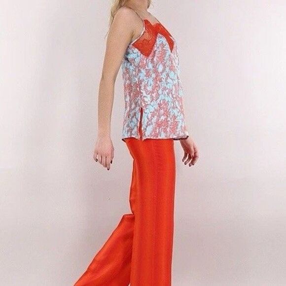 Beatrice B Camisole Lace Top Pop Reef Size 4 Small Teal Orange Made in Italy - Picture 3 of 13